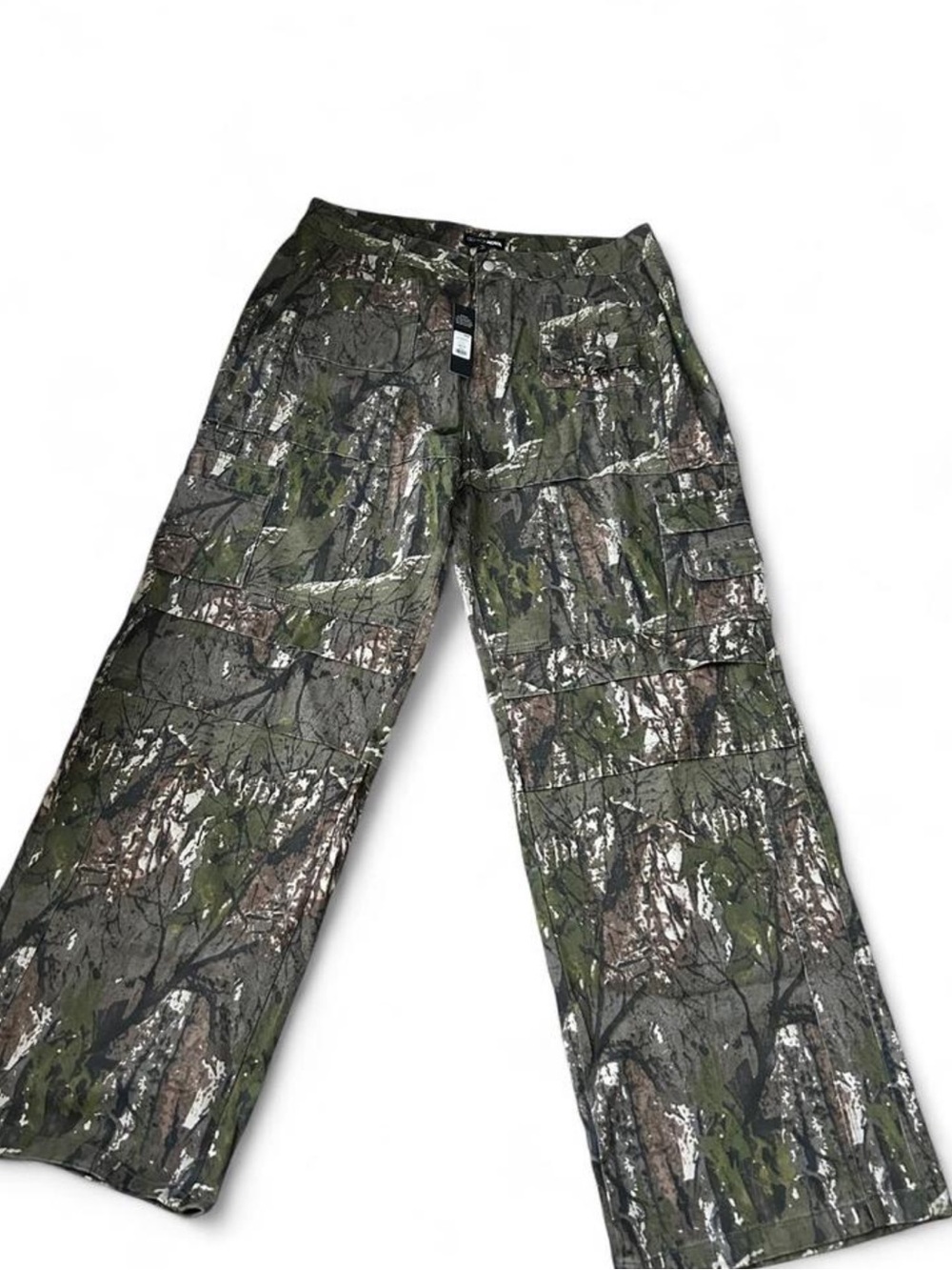 Fashion Nova Green Camo Wide Leg Jeans